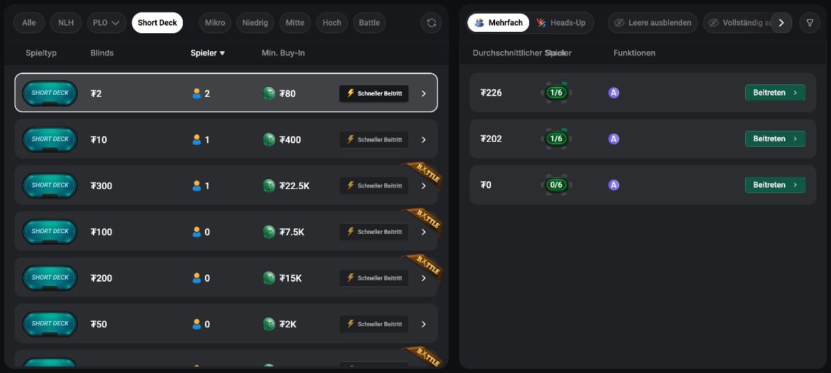 Cash Games bei Poker