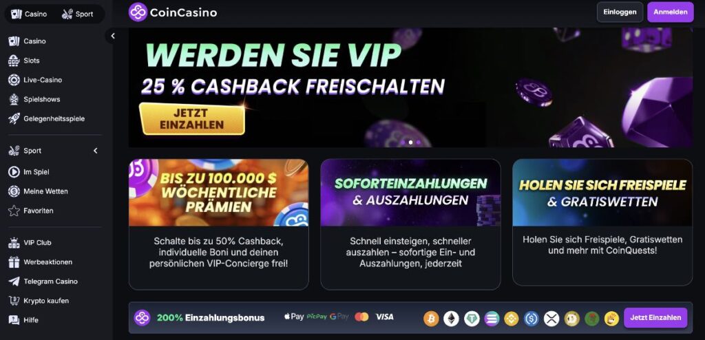 CoinCasino Homepage Erfahrungen