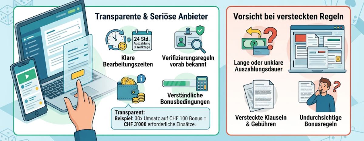Faire Bedingungen bei Zahlungen und Boni bei seriösen online casinos