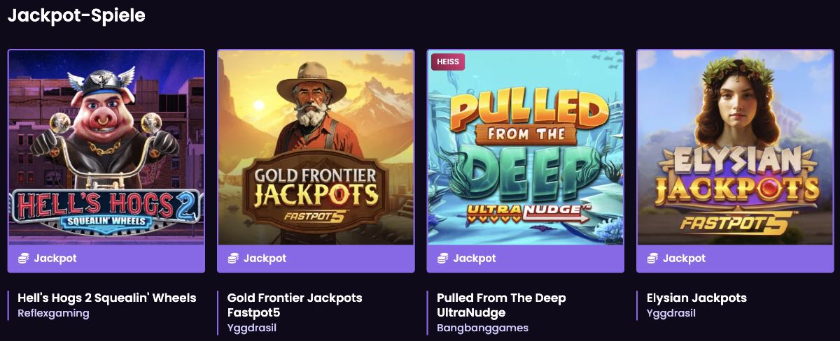 Jackpot-Spiele bei Vegas Now