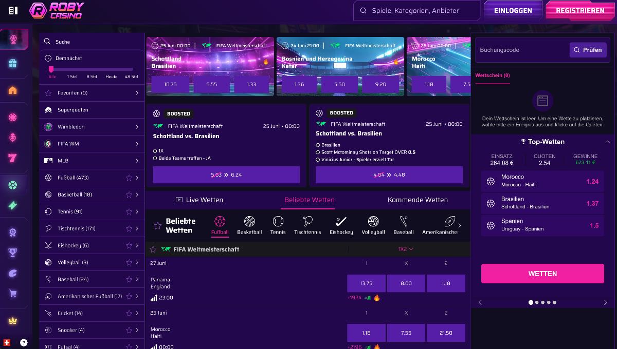 Roby Casino Sportwetten