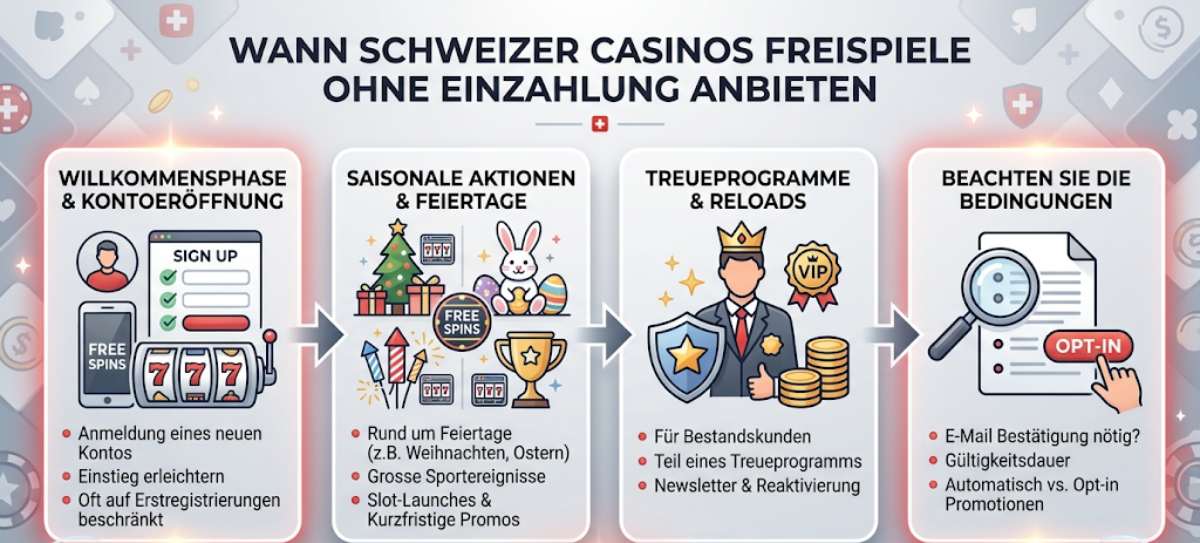 Wann Schweizer Casinos Freispiele ohne Einzahlung anbieten