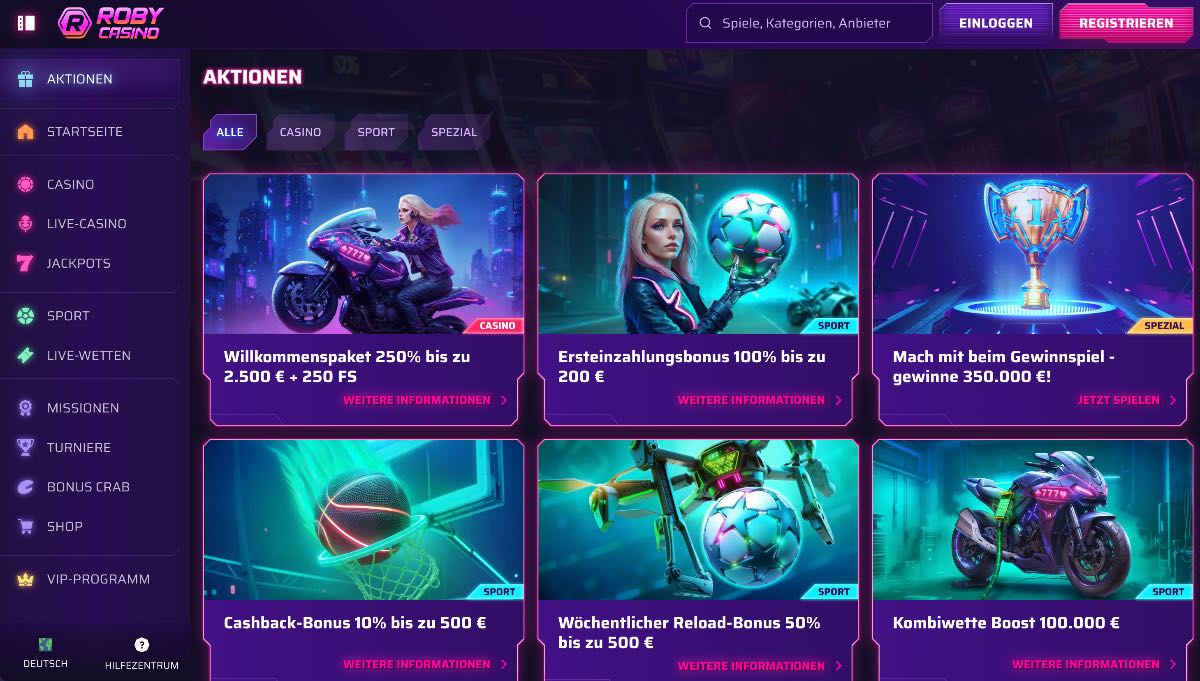 Roby Casino Bonus Angebote