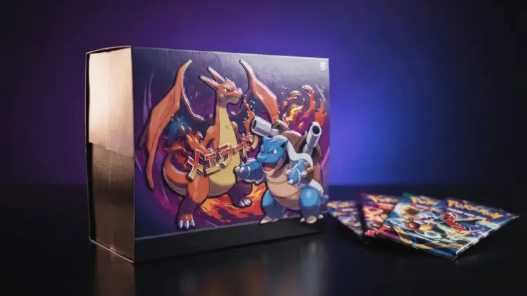 Pokémon TCG Chaos Rising Elite Trainer Box with booster packs on gradient background