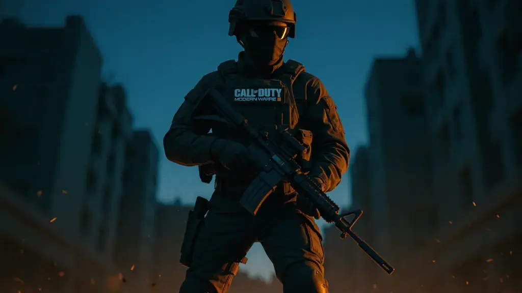 Call of Duty Modern Warfare III tactical operator in cinematic combat scene for PS Plus Essential July 2026