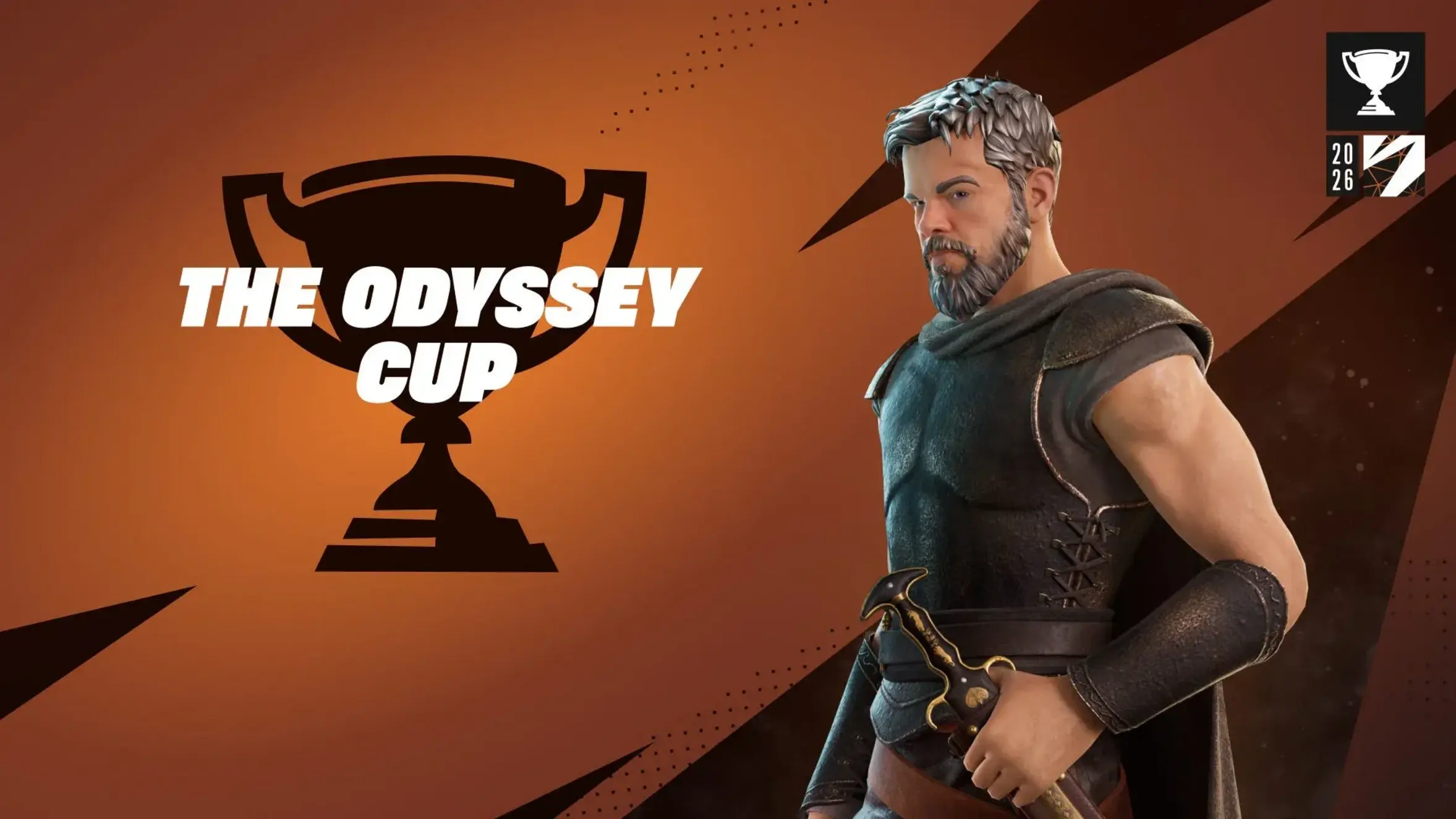Fortnite character with sword, promoting The Odyssey Cup 2026.