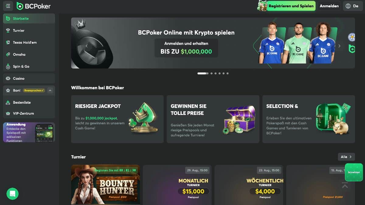 Als spezialisierte Erweiterung des beliebten BC.Game-Ökosystems punktet BC Poker mit einer hochmodernen Plattform, auf der auch Liebhaber von video poker voll auf ihre Kosten kommen. Mit nachweislich fairen Spielmechaniken (Provably Fair), blitzschnellen Payouts in zahlreichen Kryptowährungen und exklusiven Bonus-Aktionen ist beste Unterhaltung garantiert.