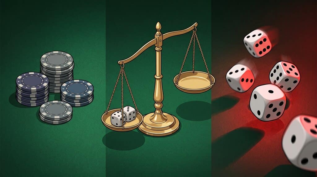 Vergleich zwischen risikoärmeren Craps-Basiswetten und riskanten Nebenwetten