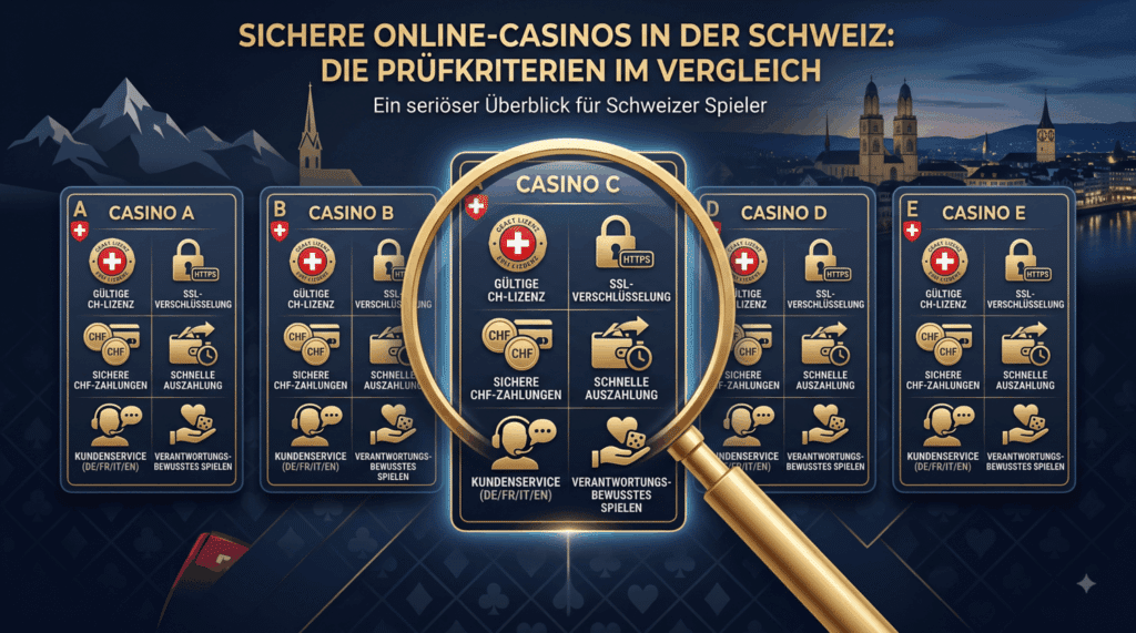 Casino-Vergleich mit Lizenzprüfung, sicheren Zahlungen in CHF und Spielerschutz