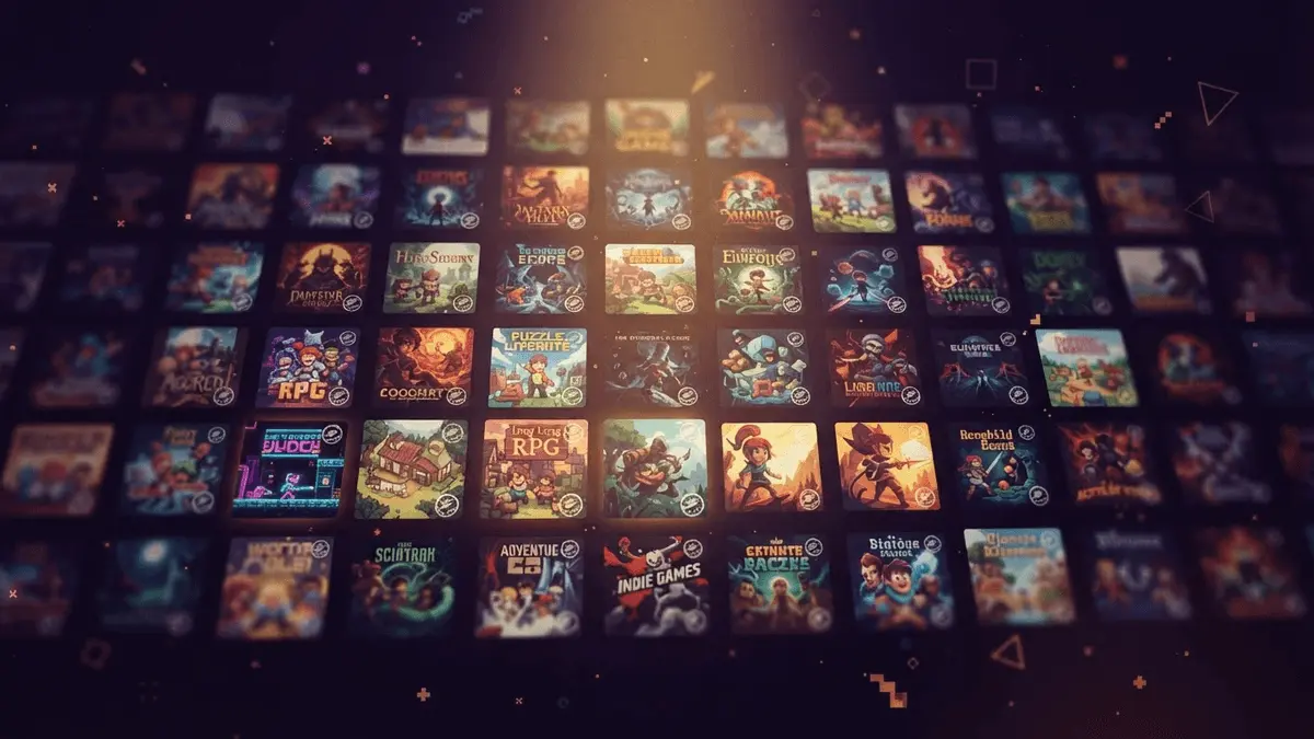 Collection of indie game covers arranged in grid representing itch.io game bundle