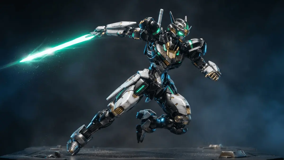 Threezero MDLX Black Zero action figure with glowing energy saber in dynamic pose