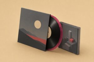Vinyl-Schallplatte neben einer Spieleverpackung, symbolische Illustration zum Soundtrack-Album von GTA 6