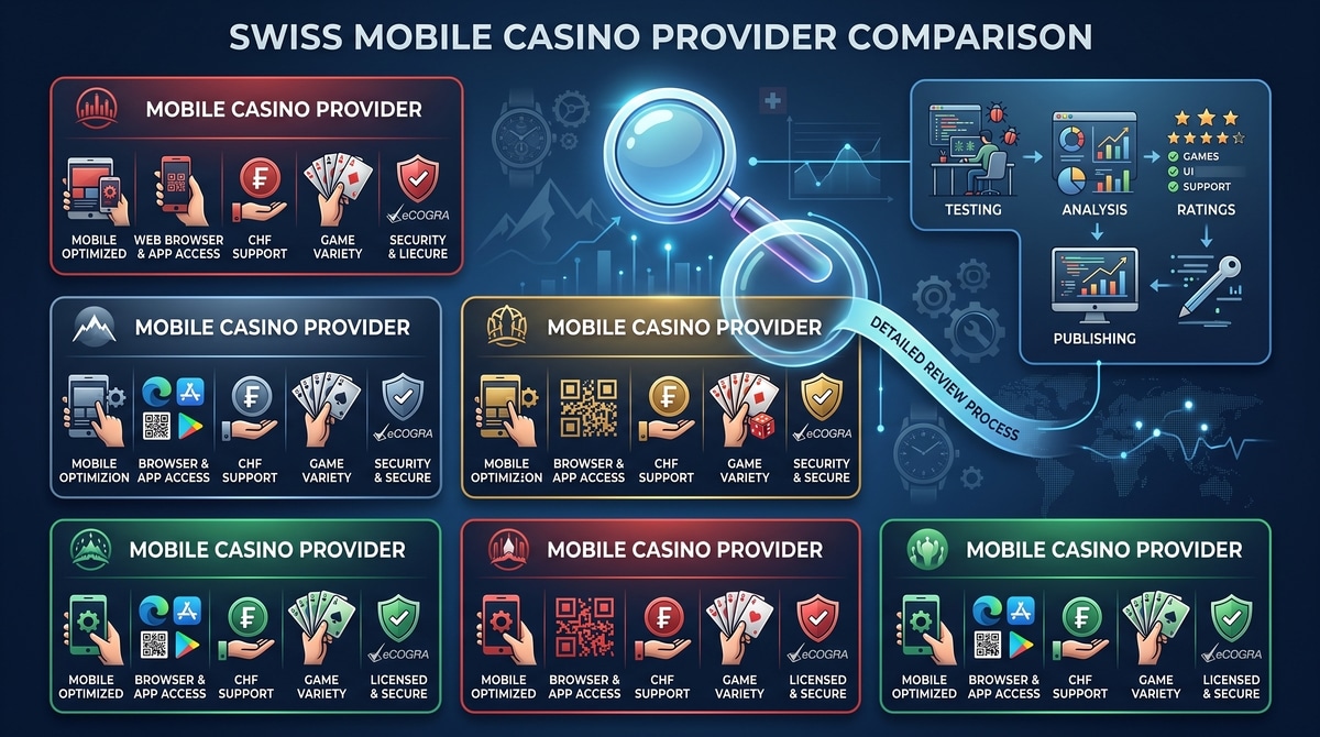Mobile Casinos Schweiz anhand von Optimierung, App, CHF-Unterstützung und Sicherheit geprüft