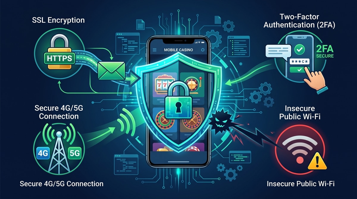 Mobile Casinos Schweiz mit SSL-Verschlüsselung, Zwei-Faktor-Authentifizierung und sicherer Verbindung