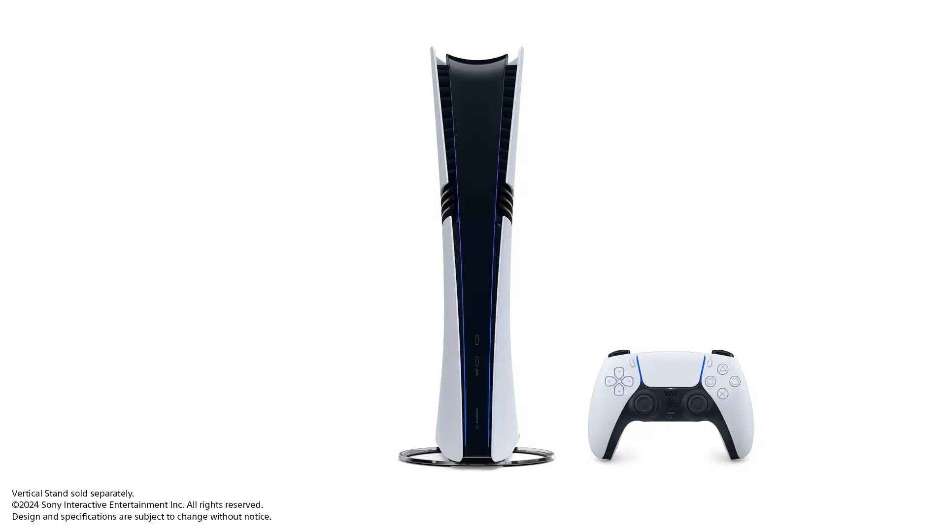 Eine PlayStation 5 Pro Konsole mit einem DualSense Wireless Controller auf weißem Hintergrund.