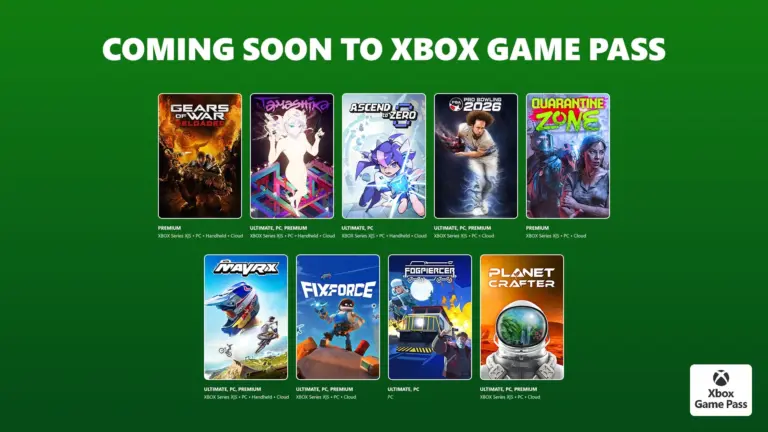 Eine Übersicht kommender Spiele für den Xbox Game Pass, darunter Gears of War: Reloaded und The Planet Crafter.