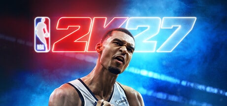 Offizielles Steam-Header-Bild von NBA 2K27 mit Basketball-Logo und Arena-Atmosphäre