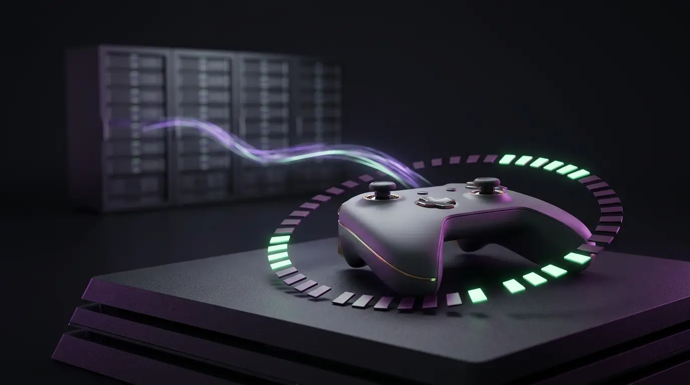Game controller receiving a limited cloud gaming stream from a remote server rack