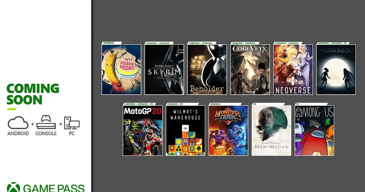 Eine Übersicht verschiedener Spiele im Xbox Game Pass Katalog mit Plattformkennzeichnungen.