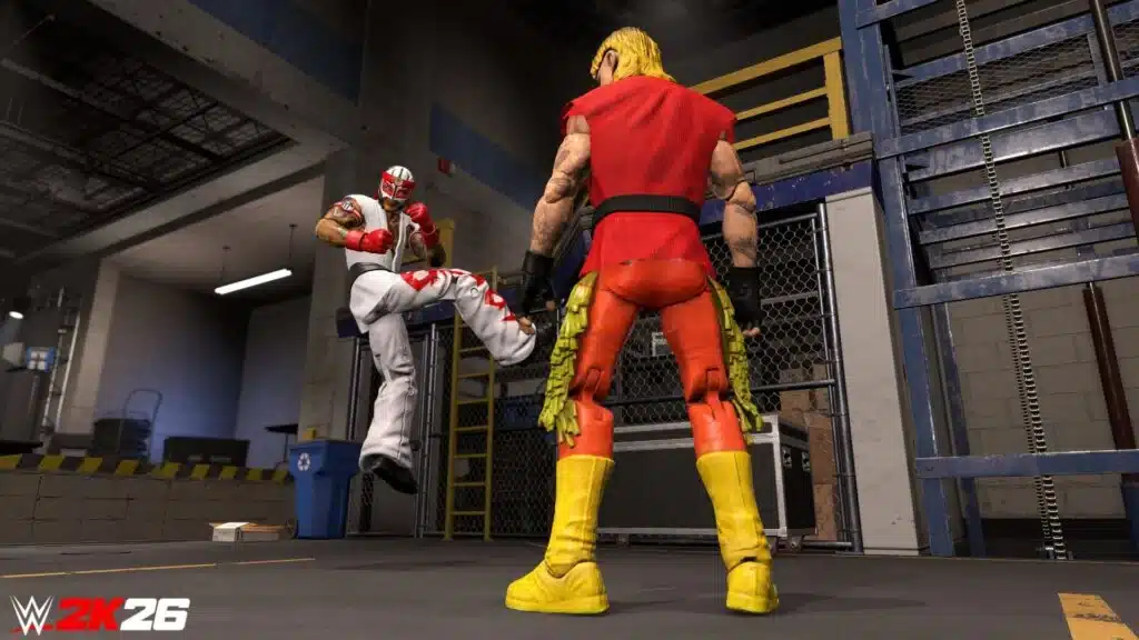 Rey Mysterio als Ryu und Dominik Mysterio als Ken im WWE 2K26 X Street Fighter Elite Pack